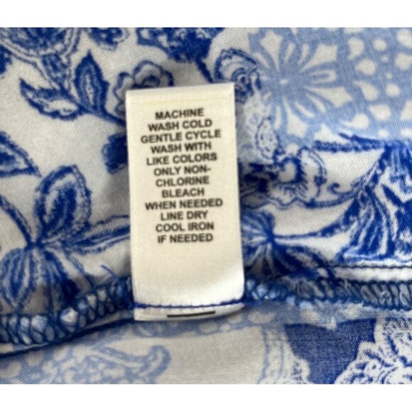 Cato Est 19456 Blouse Shirt Womens Size 26/28W Blue White Patchwork - Picture 10 of 10